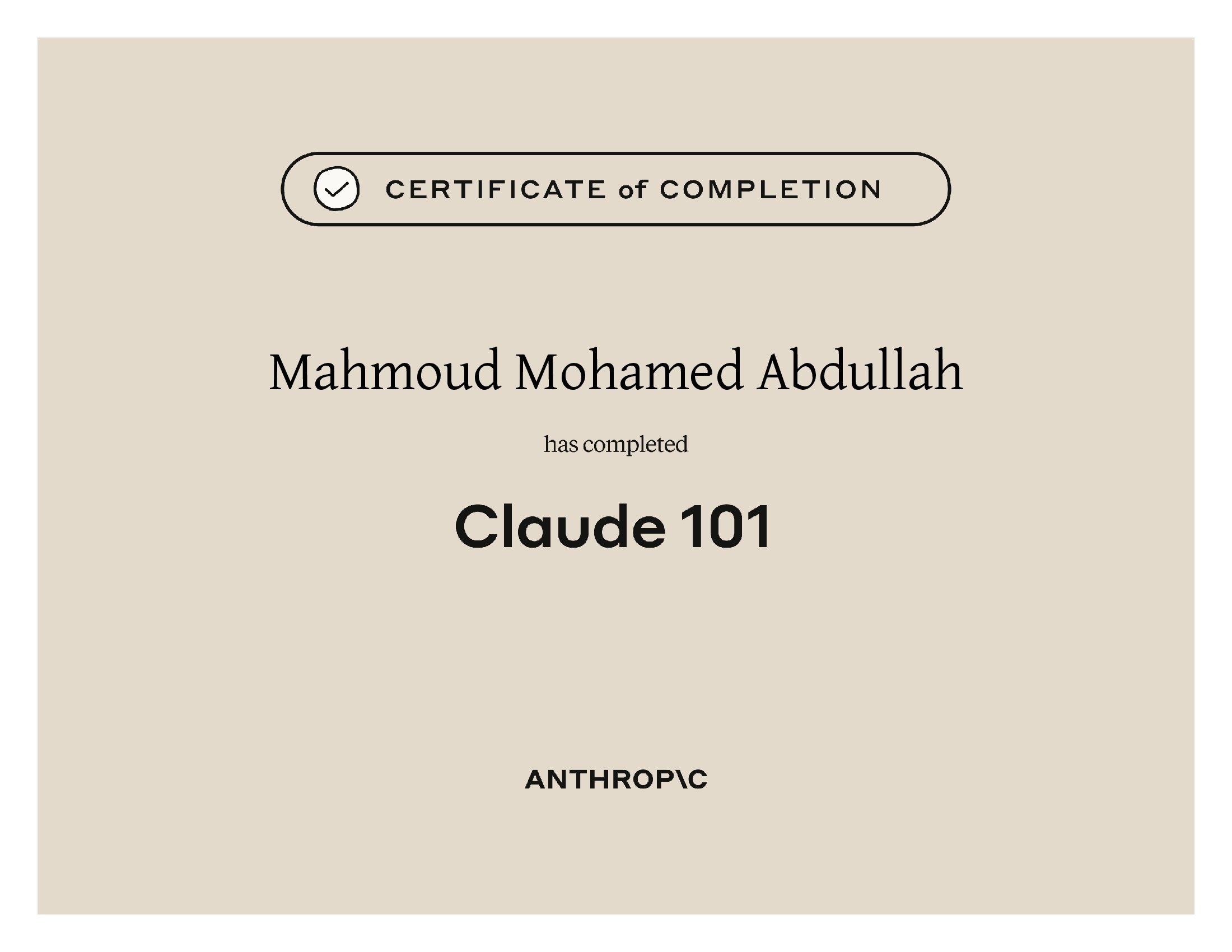 Claude 101 Certificate